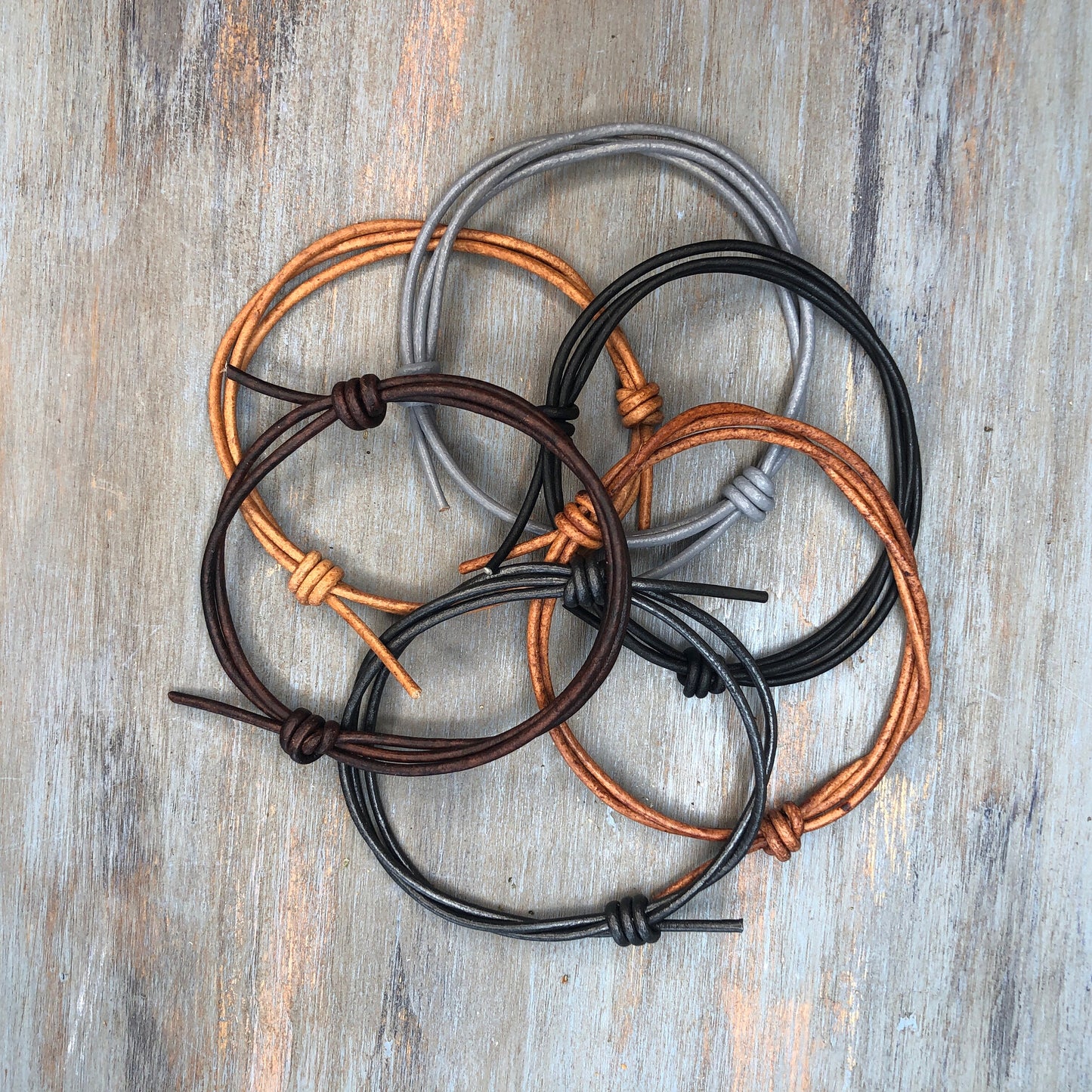 Leather Cord Bracelet Anklet - Surf Wrap Bracelet - Boho Surfer Beach Ocean Wristband - Unisex for Men or Women