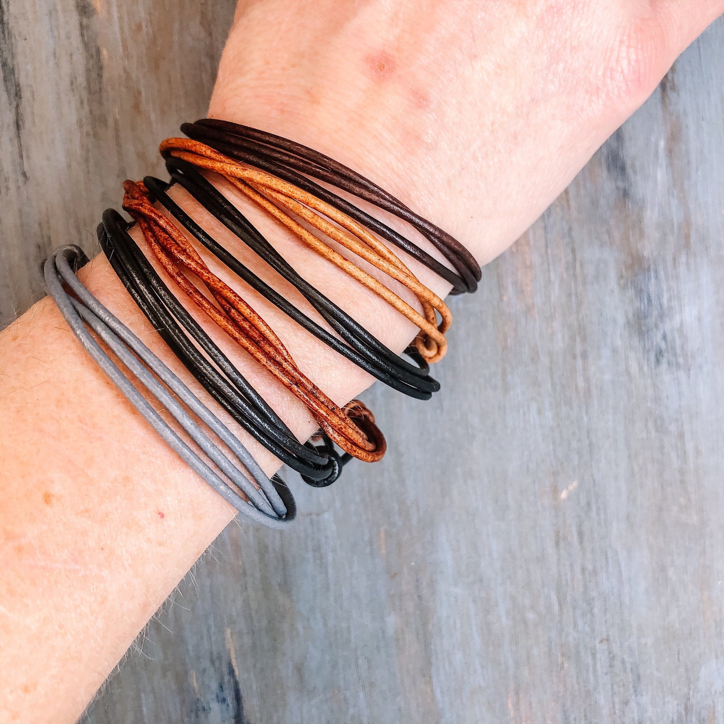 Leather Cord Bracelet Anklet - Surf Wrap Bracelet - Boho Surfer Beach Ocean Wristband - Unisex for Men or Women