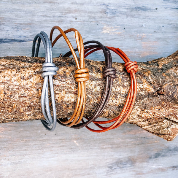 Leather Cord Bracelet Anklet - Surf Wrap Bracelet - Boho Surfer Beach Ocean Wristband - Unisex for Men or Women