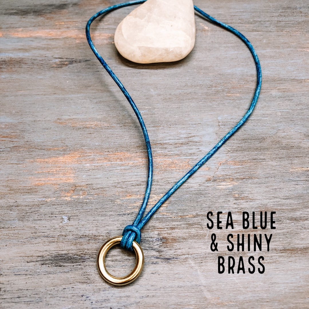 Bold & Bright Leather Cord Necklace for Men Women | Leather Jewelry for Women | Boho Leather Necklace | Pendant necklace