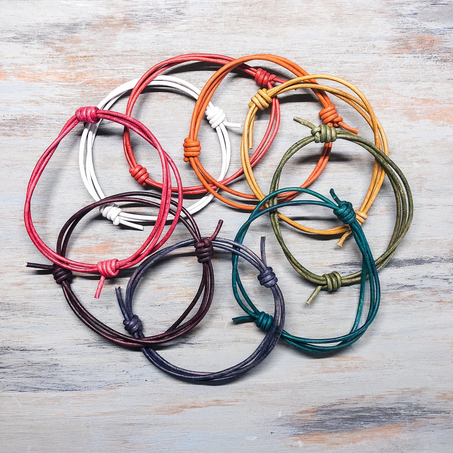 Leather Cord Bracelet Anklet - Surf Wrap Bracelet - Boho Surfer Beach Ocean Wristband - Unisex for Men or Women