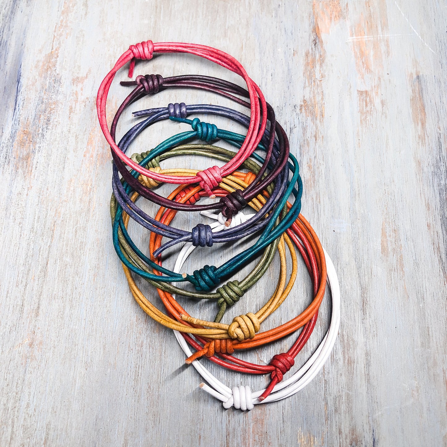 Leather Cord Bracelet Anklet - Surf Wrap Bracelet - Boho Surfer Beach Ocean Wristband - Unisex for Men or Women