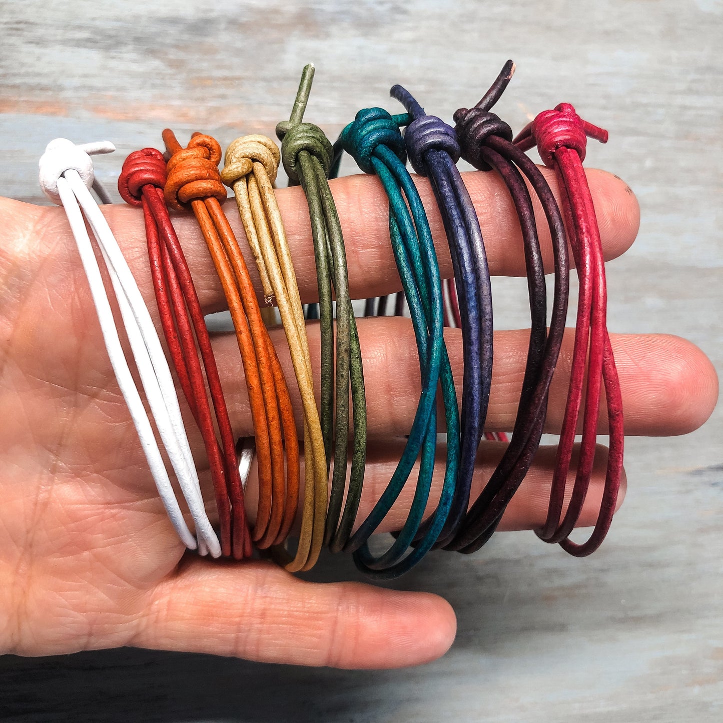 Leather Cord Bracelet Anklet - Surf Wrap Bracelet - Boho Surfer Beach Ocean Wristband - Unisex for Men or Women