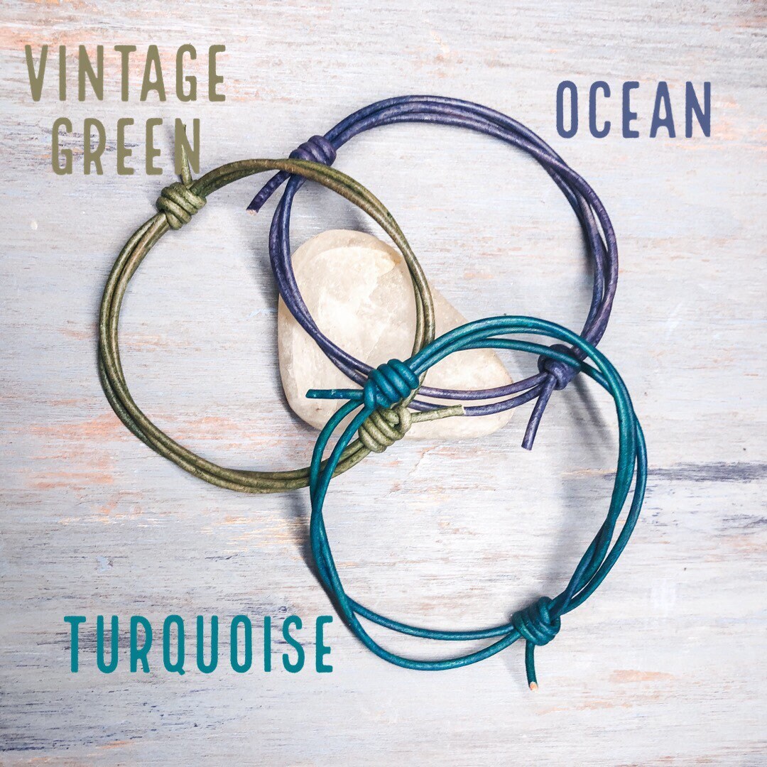 Leather Cord Bracelet Anklet - Surf Wrap Bracelet - Boho Surfer Beach Ocean Wristband - Unisex for Men or Women