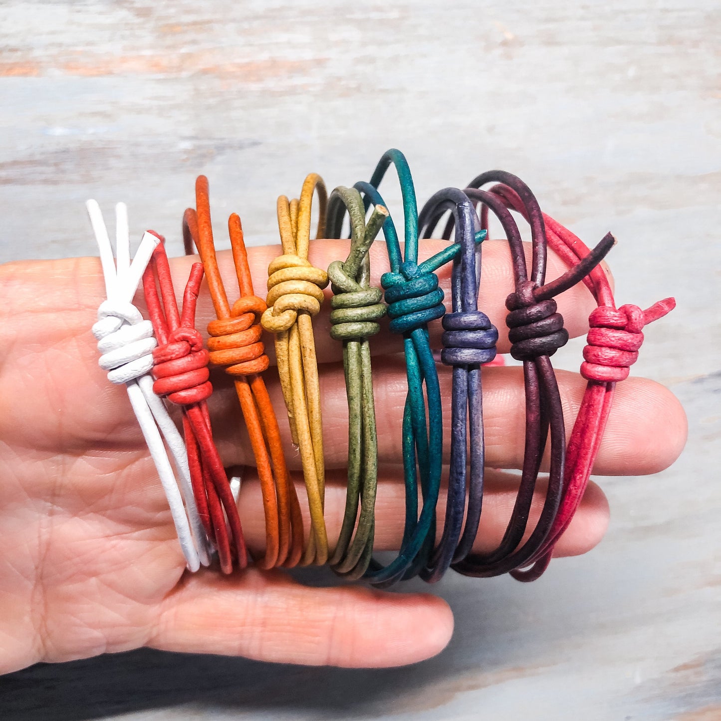 Leather Cord Bracelet Anklet - Surf Wrap Bracelet - Boho Surfer Beach Ocean Wristband - Unisex for Men or Women