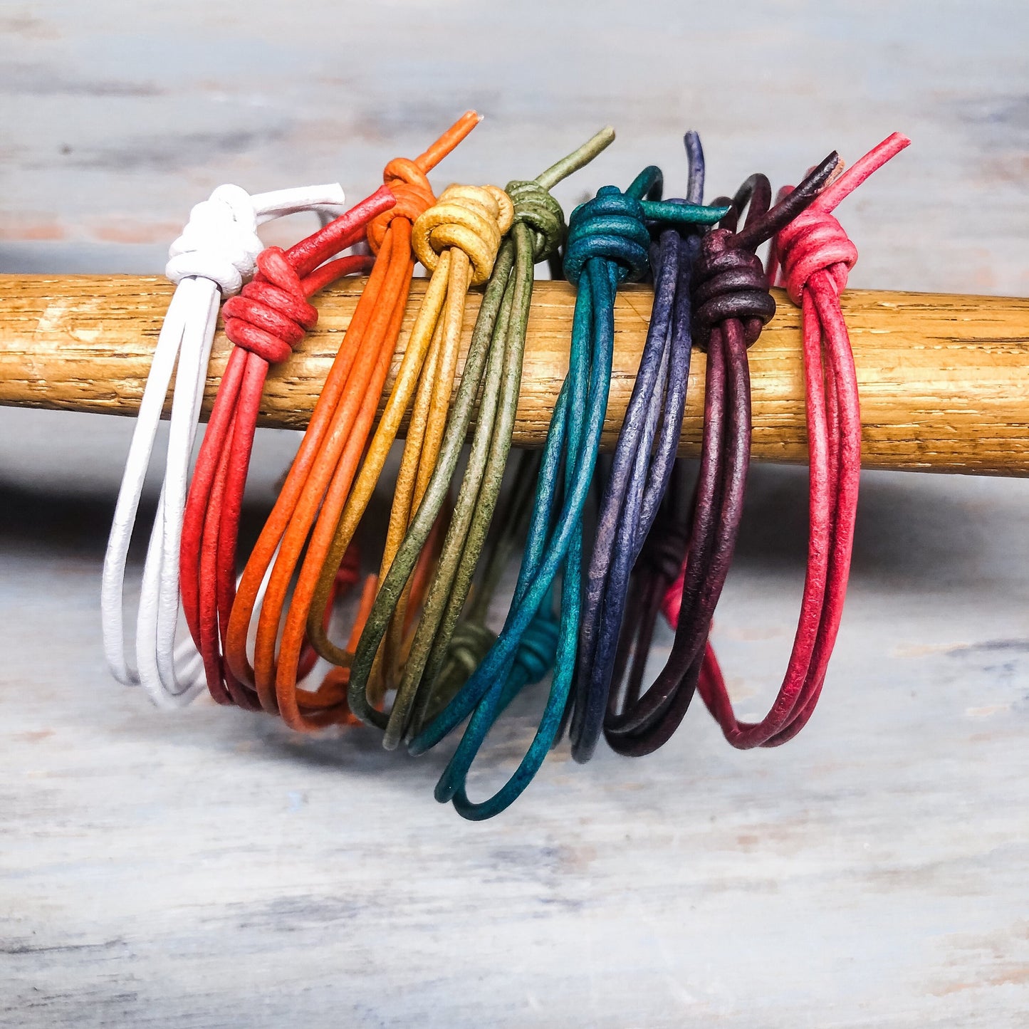 Leather Cord Bracelet Anklet - Surf Wrap Bracelet - Boho Surfer Beach Ocean Wristband - Unisex for Men or Women