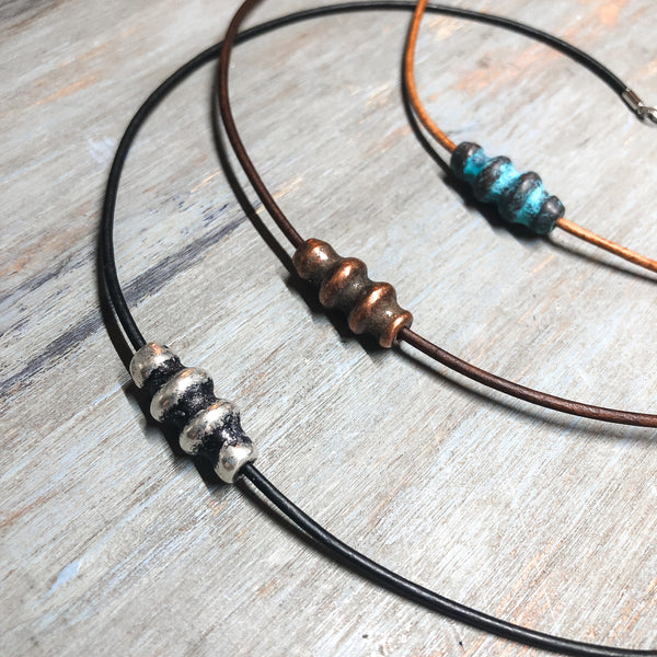 Unique leather cord necklace for women men | Leather jewelry for him and her | Boho leather necklace | Layering pendant necklace