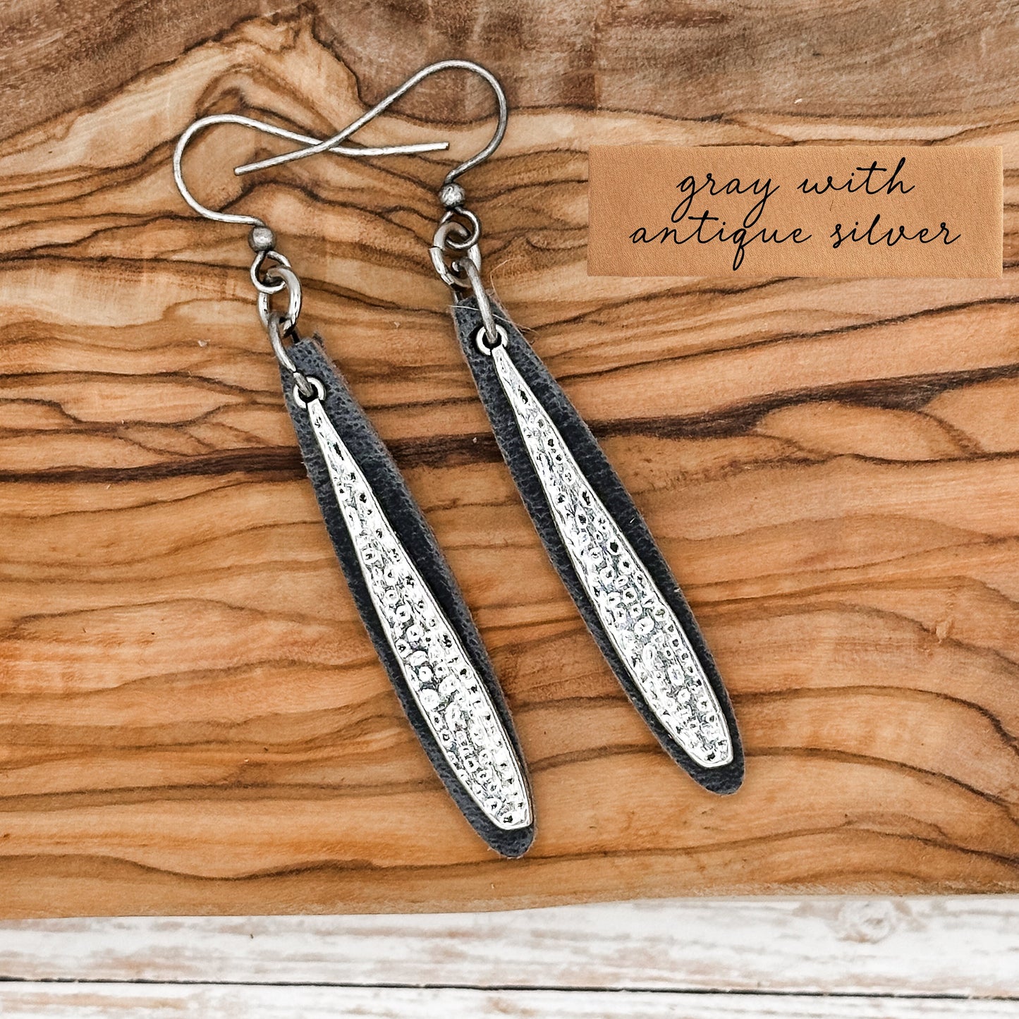 Leather drop earrings, Minimalist earrings, Boho earrings, Leather Leaf Earrings, Leather jewelry for women,