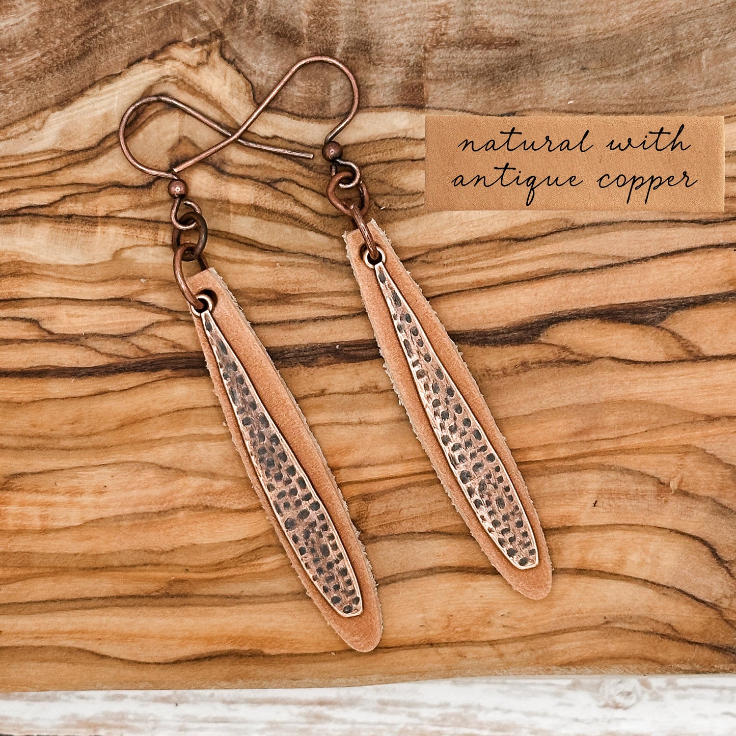 Leather drop earrings, Minimalist earrings, Boho earrings, Leather Leaf Earrings, Leather jewelry for women,