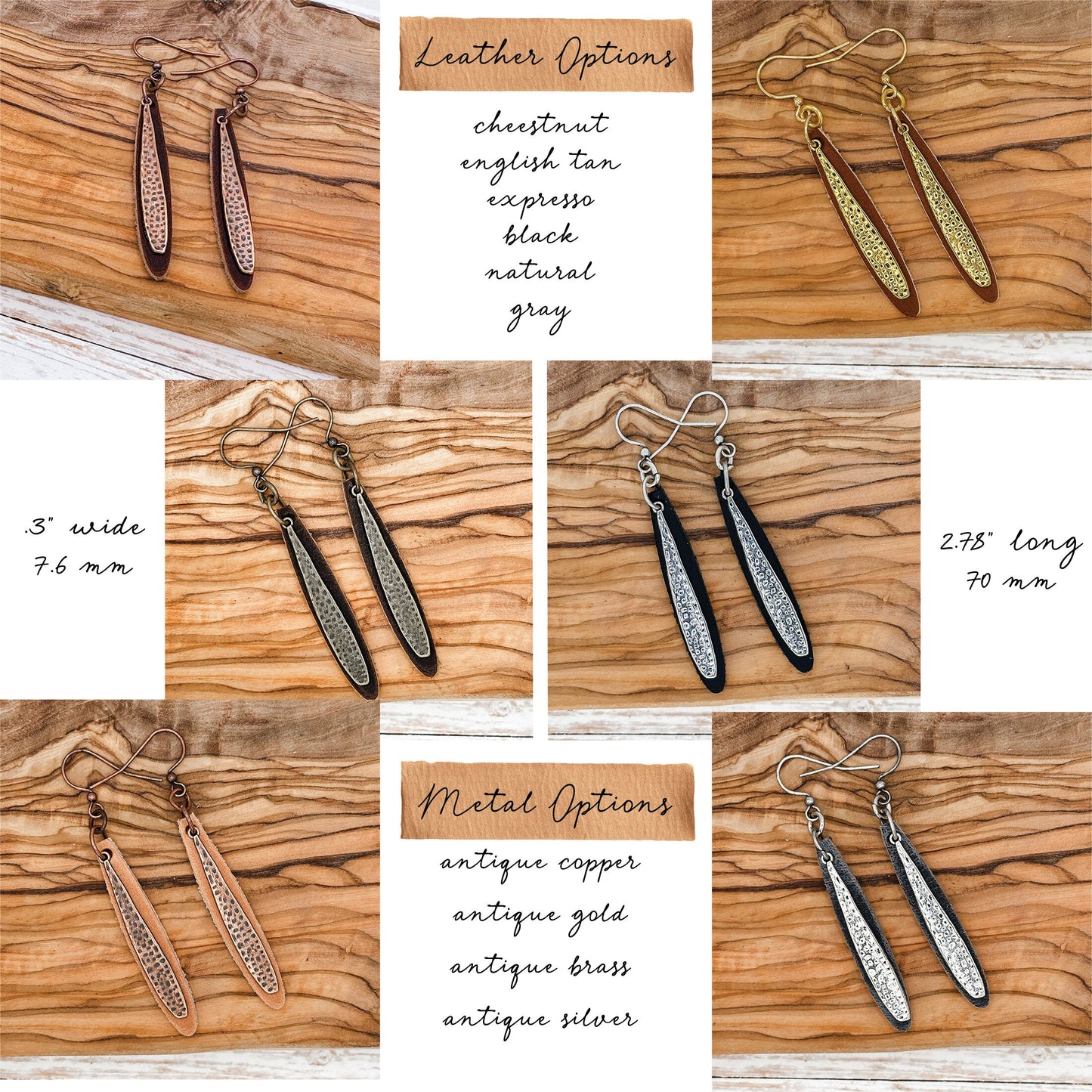 Leather drop earrings, Minimalist earrings, Boho earrings, Leather Leaf Earrings, Leather jewelry for women,