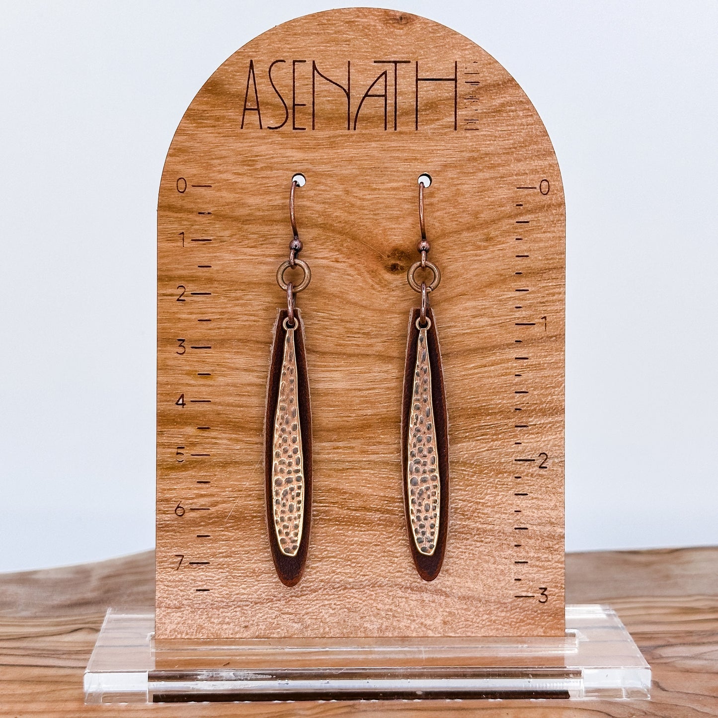 Leather drop earrings, Minimalist earrings, Boho earrings, Leather Leaf Earrings, Leather jewelry for women