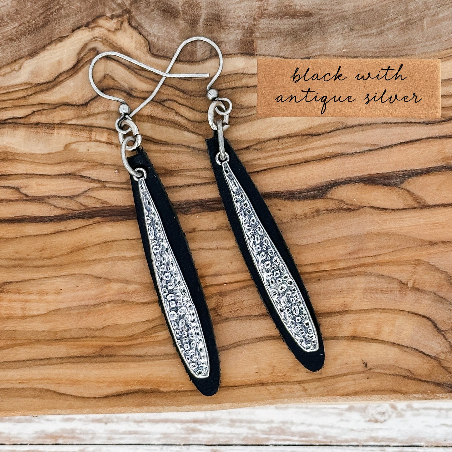 Leather drop earrings, Minimalist earrings, Boho earrings, Leather Leaf Earrings, Leather jewelry for women,