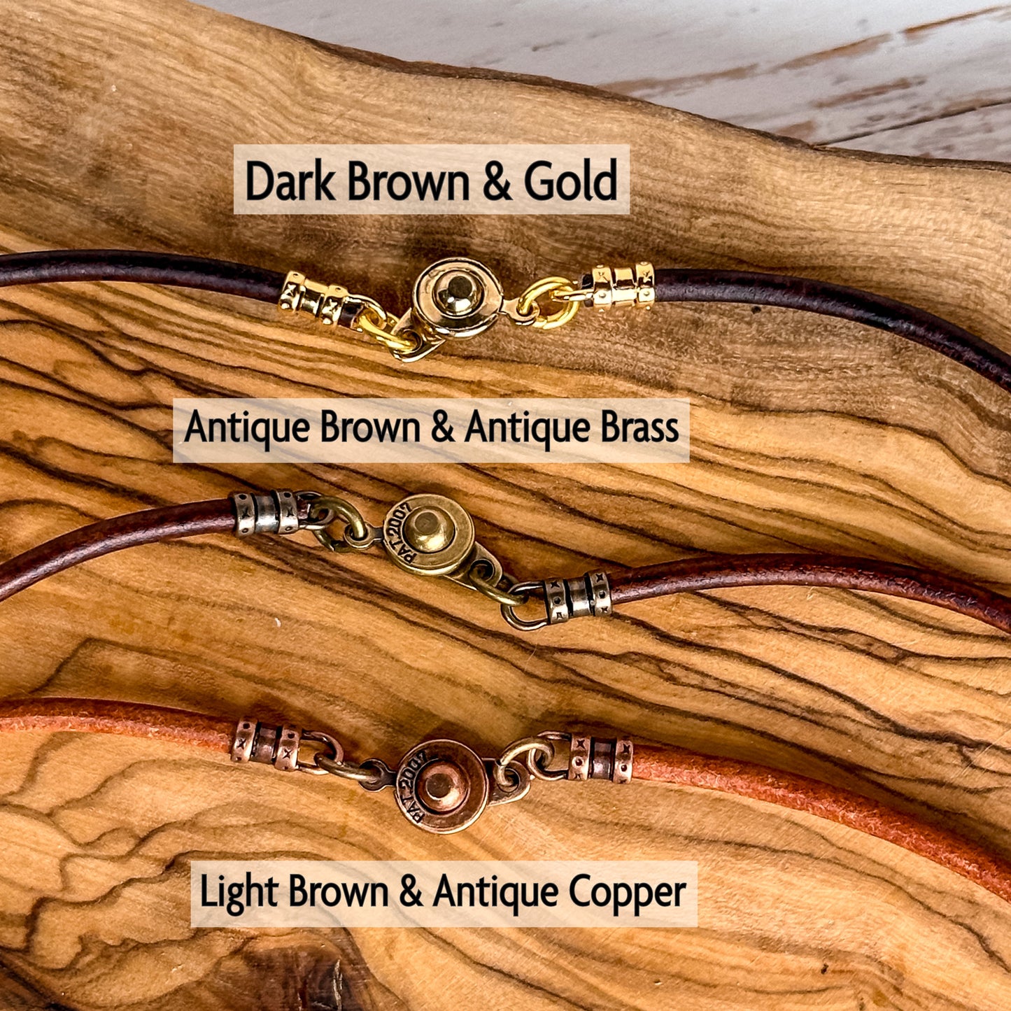 3mm Leather Necklace With Clasp - Custom Leather Cord Necklace With Button Locking Clasp - Stacking Necklace