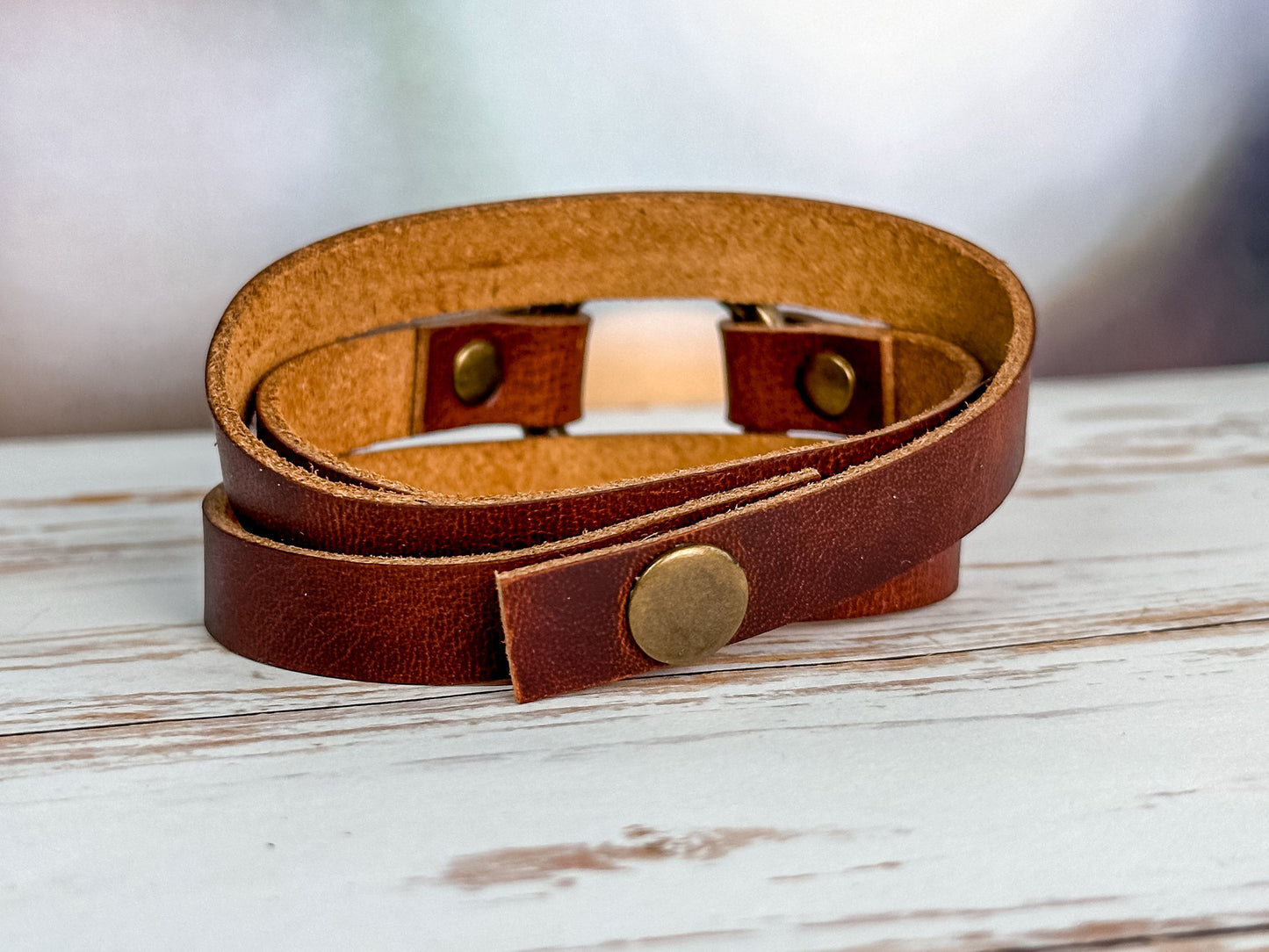 Leather Cuff Bracelet Handmade Jewelry Wrap Stacking Modern Boho Cuff