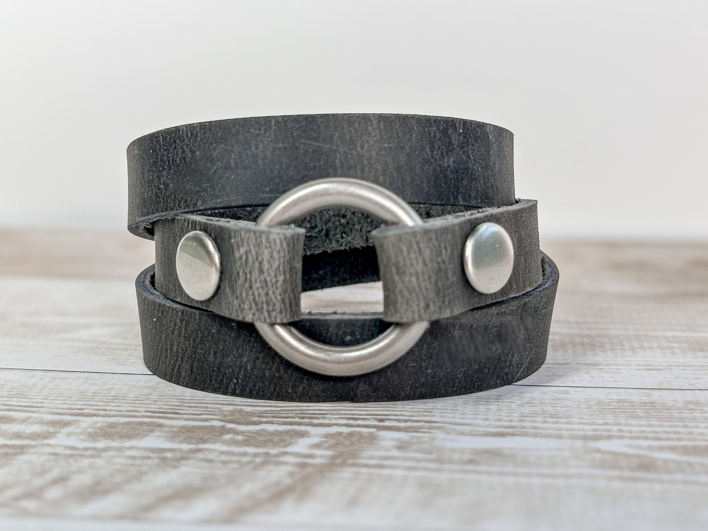 Wedding Ring Leather Bracelet | Handmade Gift | Keepsake Husband Memorial | Wear The Ring Bracelet | Exchangeable Ring | Love Memory Cuff