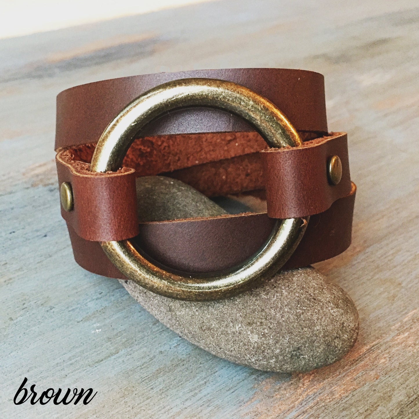 Bold Leather and Brass Bracelet