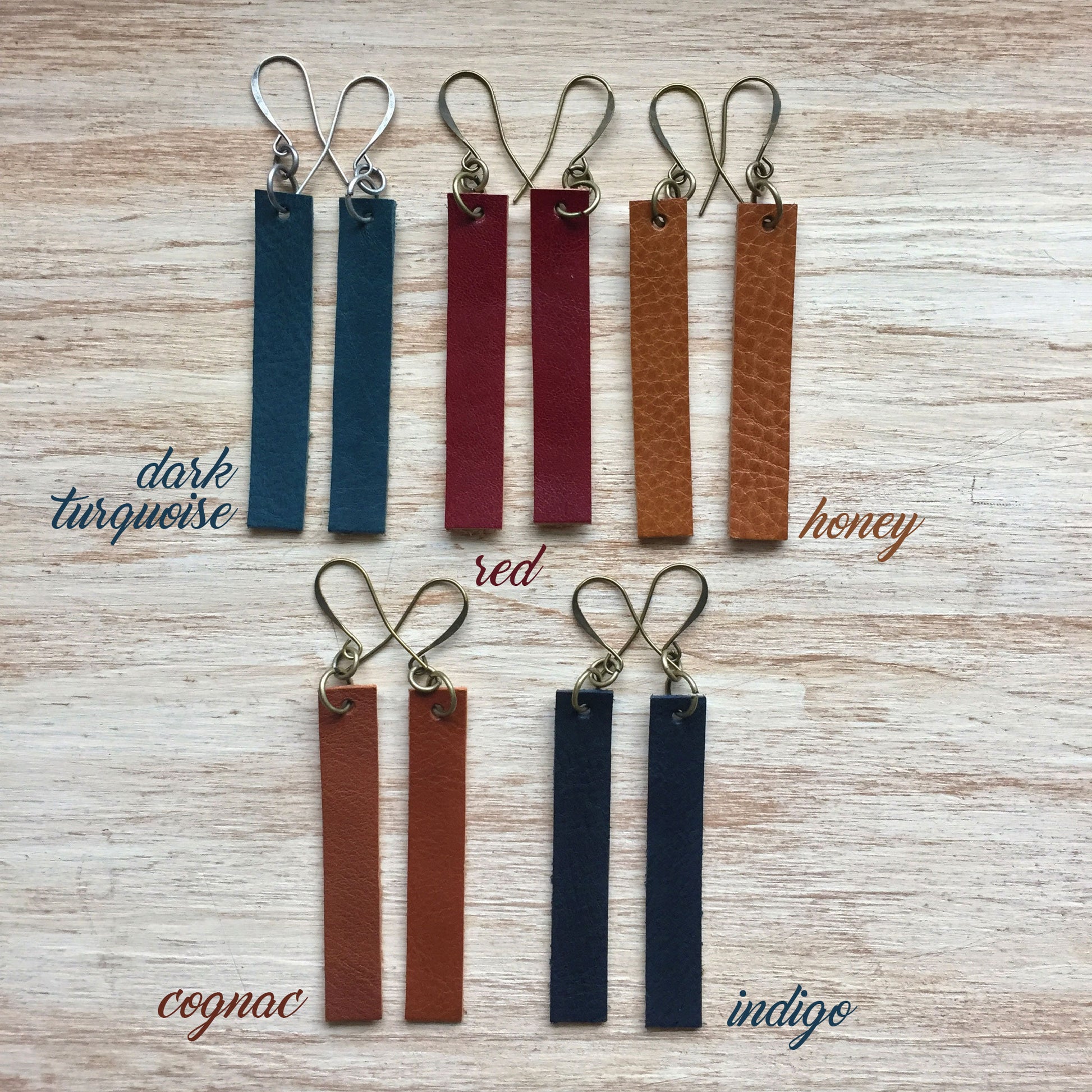 Leather on sale bar earrings