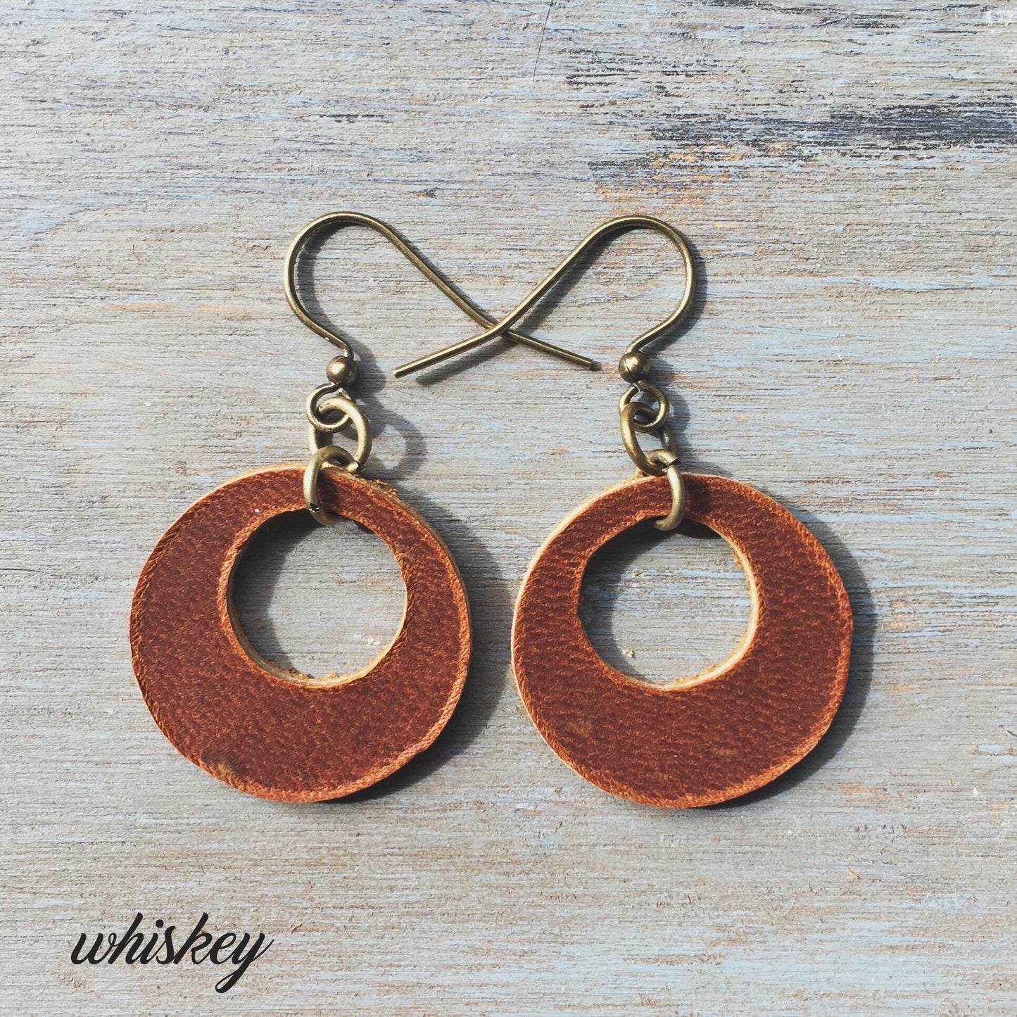 Petite Leather Circle Earrings