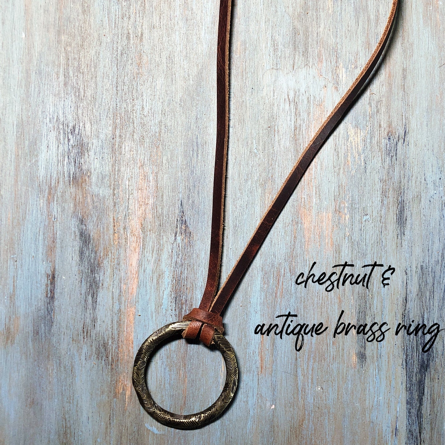 Boho Leather Necklace with Brushed Ring