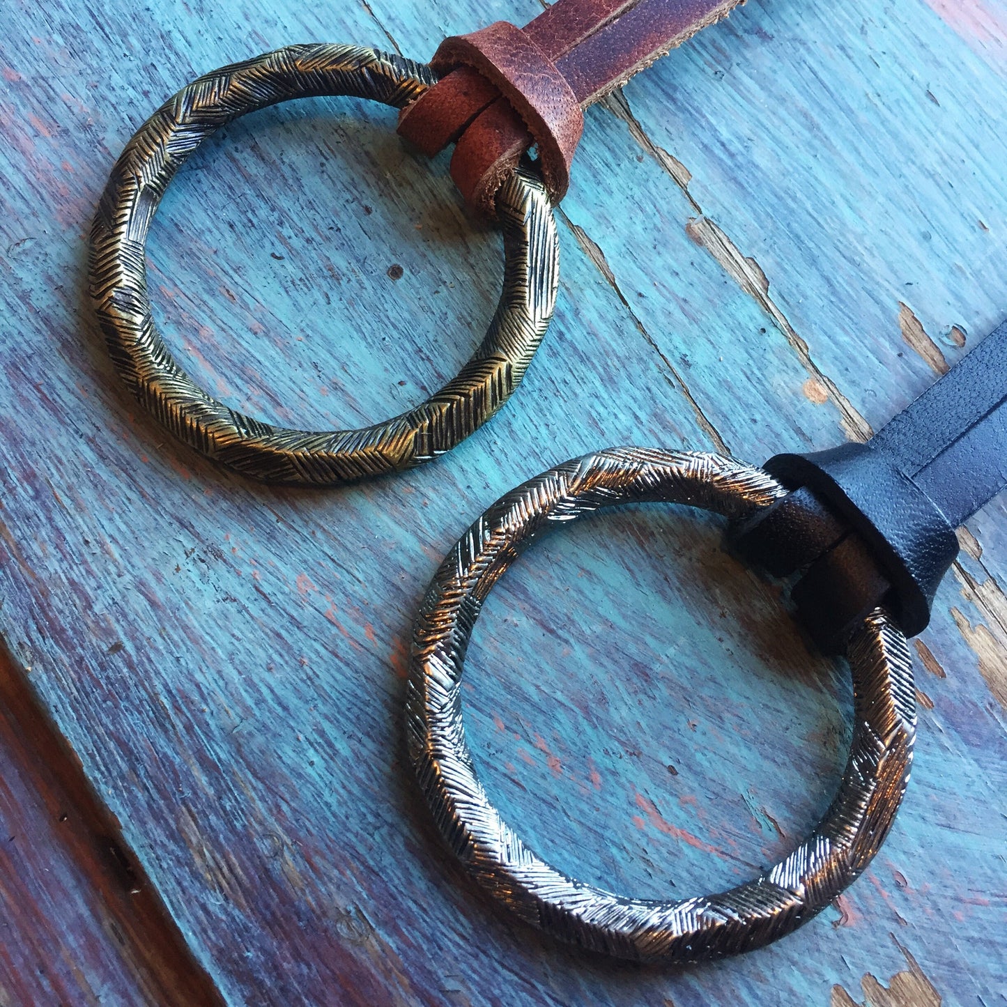 Boho Leather Necklace with Brushed Ring