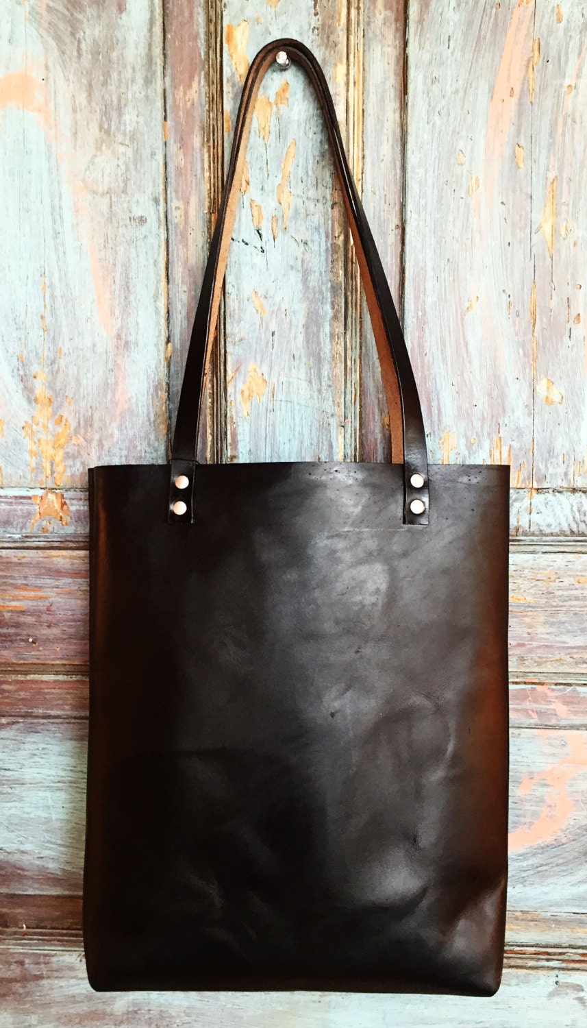 The Essential Black Leather Tote - Large Tote